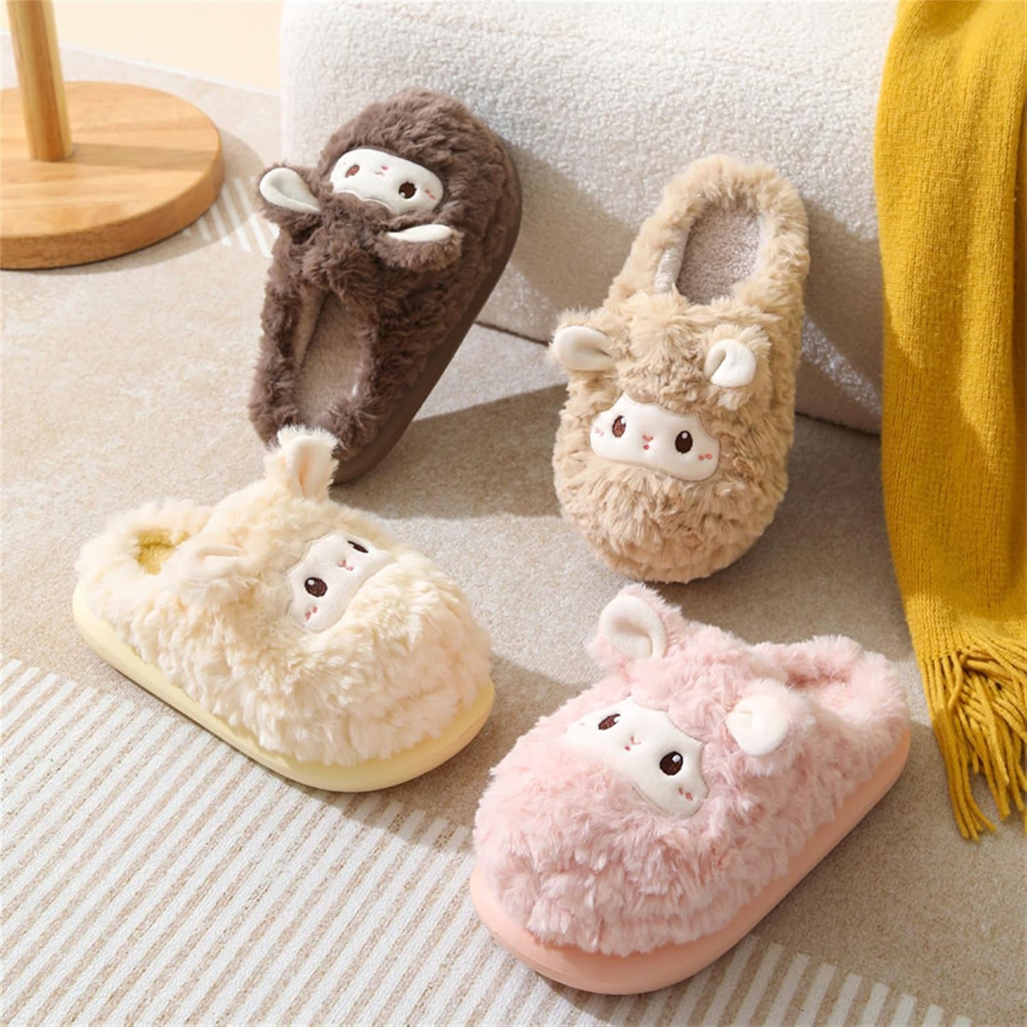 Cozy Sheep Animal Slippers for Women - Plush Soft Winter Home Footwear
