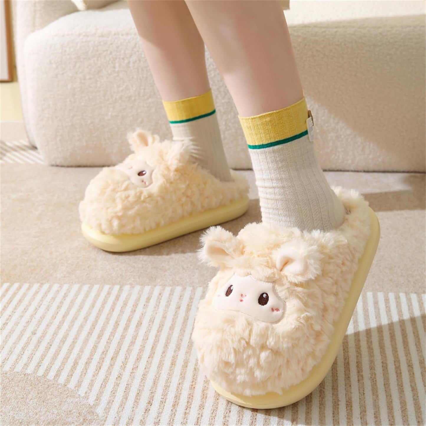 Cozy Sheep Animal Slippers for Women - Plush Soft Winter Home Footwear